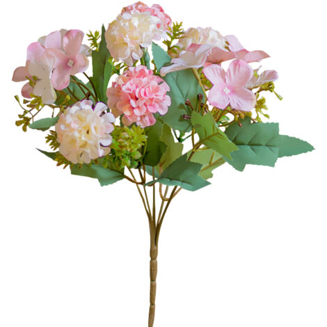 Hydrangea Faux Fleur Plastique Modèle Décoratif Blanc/Rose/Orange 30cm (1/5)