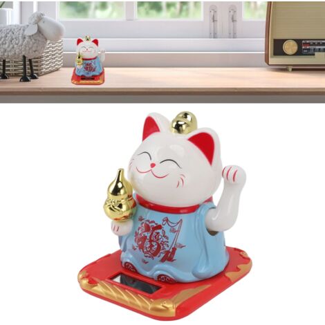 Chat Maneki-Neko lumineux induction lumière plastique décor accueil maison voiture bleu 1 x (1/5)