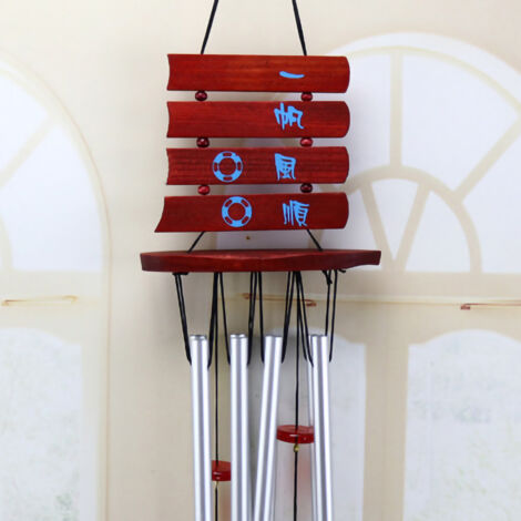 [Carillon de Vent] + [Miniature] + [Multi-pipe] + Aluminium et Bois pour Décor Maison Cabine Fenêtre Blanc Argenté - 220g/7.8oz (1/5)
