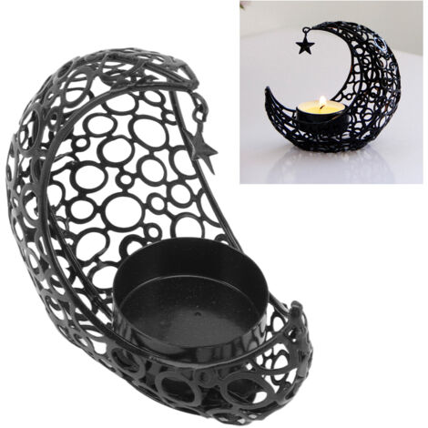 Porte bougie métal lunaire perforé noir pour mariage et décoration de table - Support candle romantique festif design épuré (1/5)