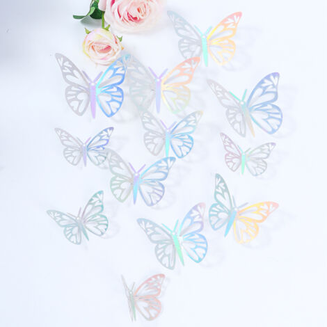 Décorations murales en papier de butterflies 3D perforées [Lot de 72 stickers, 3 tailles] pour mariage, fêtes et décoration intérieure (1/5)