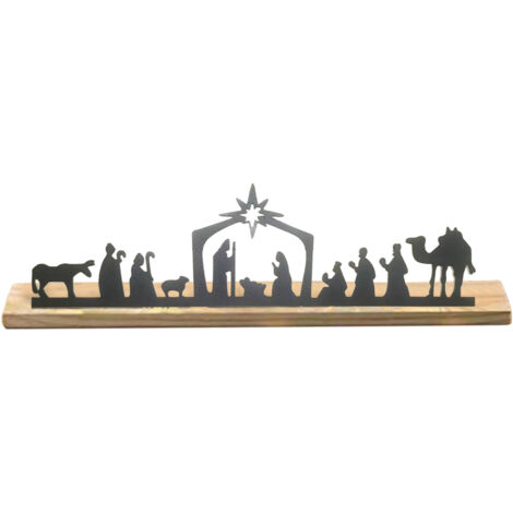 Crèche de Noël métal noir modèle NAT01 décoration intérieure table, 30 cm (1/5)
