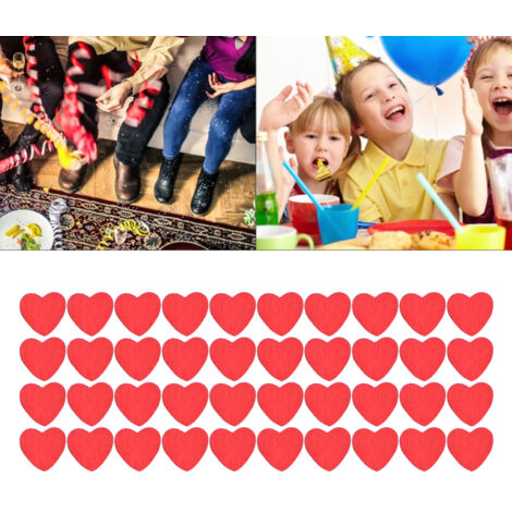 Cœur en Bois Adhésif DIY Décoratif - Ensemble de 100 Ornements Rouges en Bois Pour Décorations Festives Valentine's Day Mariage Anniversaire (1/5)