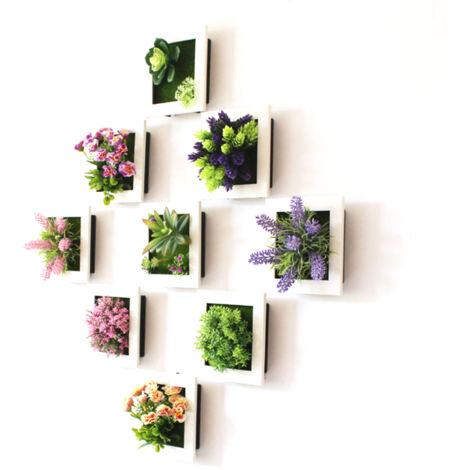 Cadre Photo 3D avec Plantes Artificelles Simulées 50A - Cadre Décoratif Muraux Plastique PVC Dimensions 15x15cm - 1Pièce Décoration Intérieure Originale