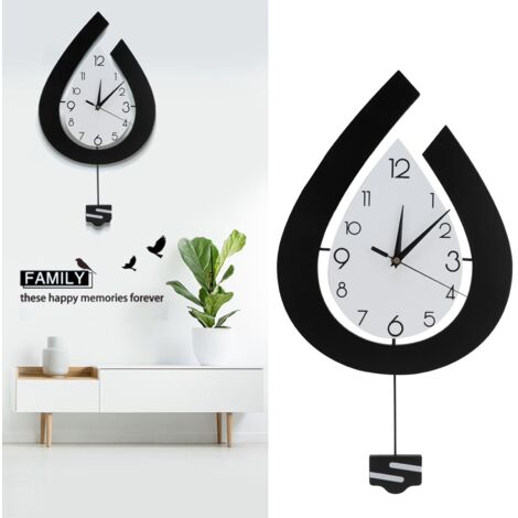 Horloge Murale Silencieuse Design Nordic [Kit d'installation complet] Densité Bois 39x30cm 1105g (1/5)