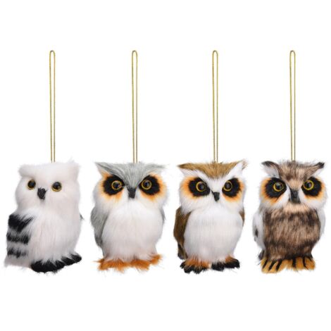 Doudou Peluche Mini Owl Ornements Hanging Décorations Luxe 4Pcs, Cute Owl Ornaments Soft Decorations Mini Plush Owl Ornament Christmas Petit Ornaments Owls Décorations Christmas (1/5)