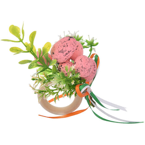 Bague de serviette décorative de table, modèle élégant de feuilles florales multicolores, bois et mousse, diamètre interne 4.5cm (1/5)