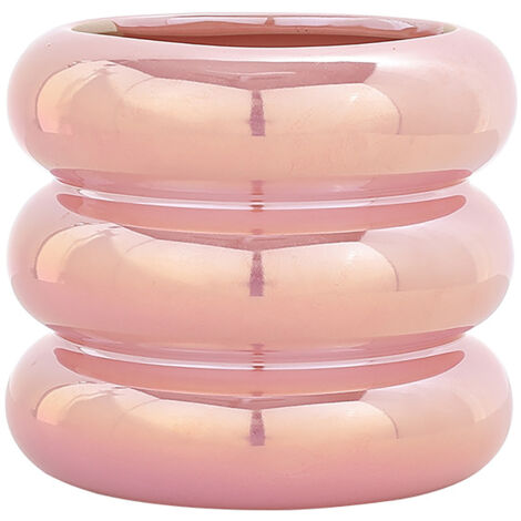 Vase Donut Ceramique Multifonctionnel Minimaliste Rose Moderne pour Mariage Salon Bureau [Ceramique Donut Vase 13.5cm Rose Donut Shape Decorative Vase]