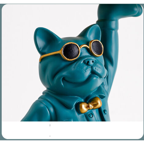 Cochon de Stockage Tray Statue Bulldog Desk Sticker Sculpture en Résine Synthétique pour Décorateur de Porche Vert (1/5)