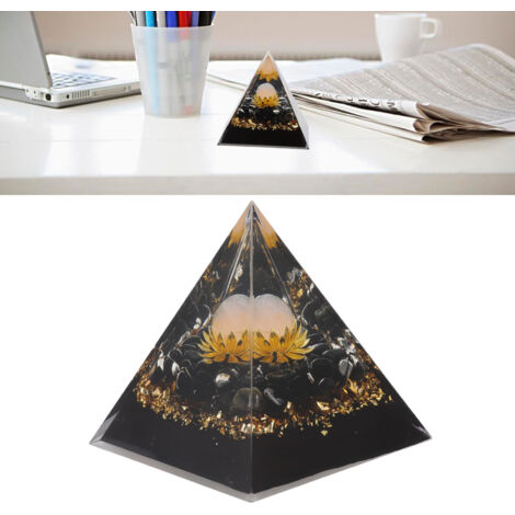 Orgone Pyramid d'énergie positive avec cristaux pour chakra et croissance psychologique, pour salon, bureau, méditation, yoga (8x8x8.6cm, cristal, 284g) (1/5)
