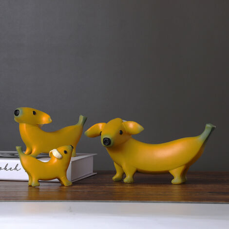 "Dog Statue" + [custom brand placeholder] + "YCB Series" + "Sculptures Hand-Dyed" - Décor Céramique - 3 Figurines Chien Banana (1/5)