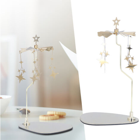 Porte Bougie Rotatif Magnétique Romantique Lumière Étoile Rotatif Triangle Wind Chime Candle Holder European Style Stainless Steel 13cm (1/5)