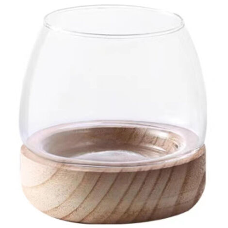 Vase d'Ornement en Verre Blanc et Bois pour Réception de Mariage et Décor de Table - Multi-Fonctions, Centre-Pièce 7.5x10cm (1/5)