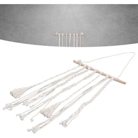 Porte-Bijoux mural en bois et corde de jute - Organisateur pour bandeaux, barrettes et clips à cheveux - Pendentif tissé Bohème pour décor (1/5)