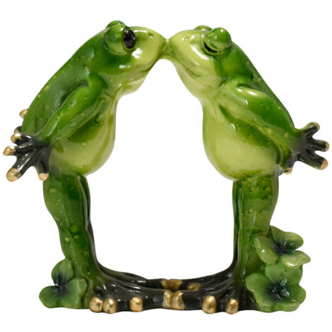 Figurines Couple Grenouilles Résine Éco-Friendly Statue Décor Bureau Maison [Résine Verte] (1/5)