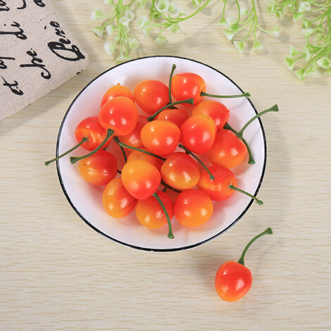 Cerises Artificielles Simulées PVC - 50 Pièces Décoratives Lifelike 2.5cm Multicolores pour Maison & Décoration (1/5)