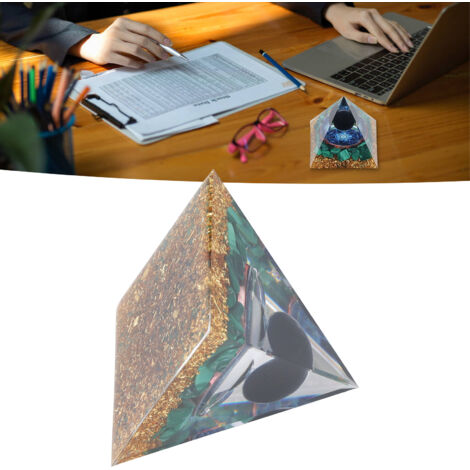 Orgone Crystal Chakra Pyramide de Énergie Esprit à Méditation en Argent et Gemstones Complet pour Maison Bureau (1/5)
