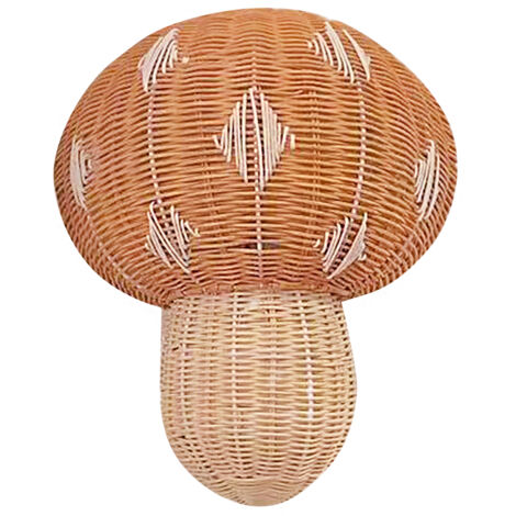 Lampadaire suspendu en rotin - Lampe Mushroom Mushroom Handwoven - Appareil d'éclairage pour corridor passageway staircase - 33 x 28cm, Brun, 450g, Batteries 3x3A (non incluses) (1/5)