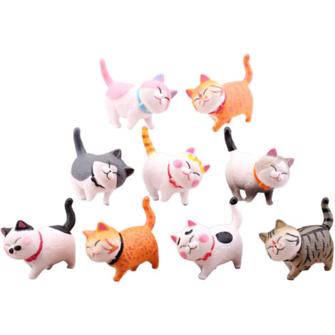 Figurines PVC miniatures chats décoratif 9 figurines multicolores 5 cm pour jardin, bureau et gâteaux (1/5)