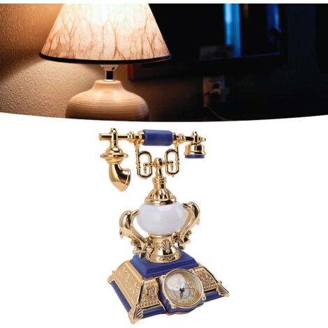 [Lampe de Bureau Vintage] Modèle Téléphone avec Fonction Horloge Alarme Lumière LED Plastique Assemblage Facile Décoratif pour Maison Café Bureau (1/5)