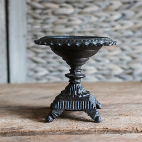 Porte-lumière en Fer Forgé Vintage - Bougeoir Pilon pour Tables Côtées et Décor Rustique, Dimensions 13x13cm, Noir Anthracite, 1 Unité (1/5)