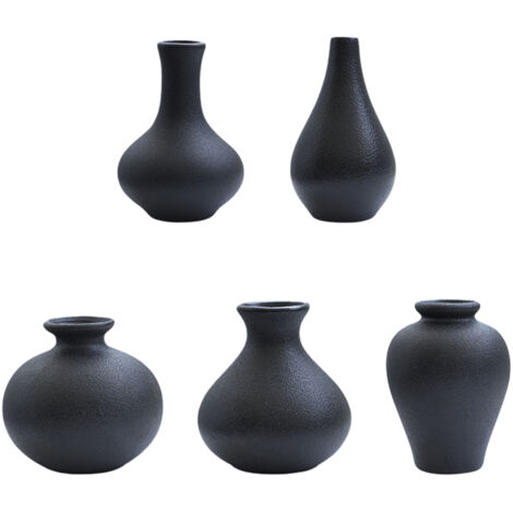 Lot de 5 Vases Céramiques Blanc/Noir pour Décoration Murale ou Centre de Table
