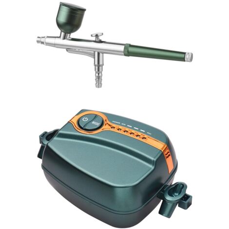 Set d'airbrush multifonction avec compresseur, modèle dual-action, ajustable 5 niveaux (max 25PSI), 3 cups peinture ABS+Métal 0.4mm pour art/modèle/maquillage/décoration. (1/5)