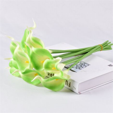 Fleur artificielle Mini Calla Lily PU réaliste, décoration maison & photo, ensemble vert, 10g, matière durable. (1/3)
