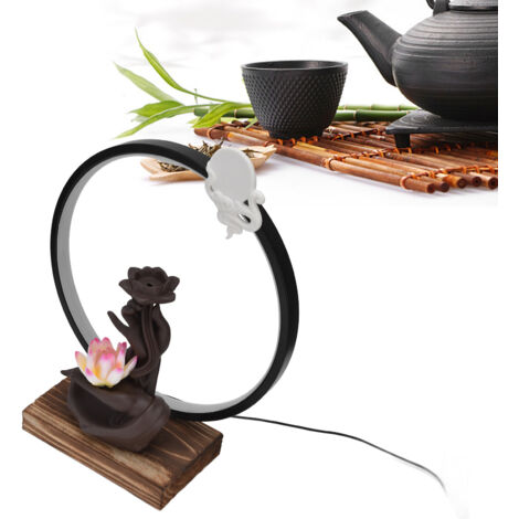 Encensoir à Main de Buddha Led à Rétroflux USB avec Support Ornemental pour la Décoration Domicile et Lotus Rose (1/5)