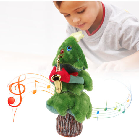 Sapin de Noël Musical et Lumineux avec 8 Chansons - Sapin Électrique Danseur pour Jouets de Noël - Stump Saxophone (18x18x37cm, 3 piles AA) (1/5)