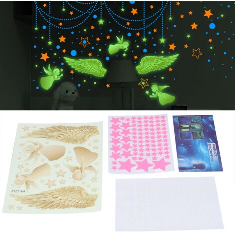 Autocollants mural lumineux angel wings PVC pour chambre de baby enfants, dimensions 29x21 cm (1/5)