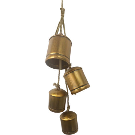Cloche de Vache Métal Vintage, Pendentif Rustique doré Ornement Noël Déco Maison, 1 Guirlande 36x12cm (1/5)