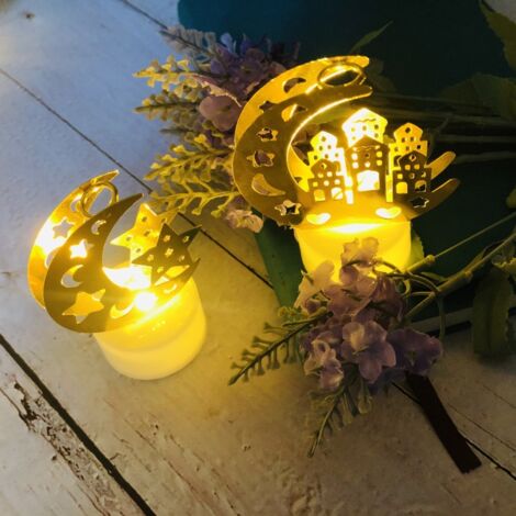 Véritable Bougie LED de Ramadan 5pcs Ornement Lumière Décoration Islamique Métal 4x6x10cm Batterie Inclus Sans Marque (1/5)