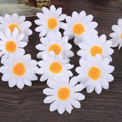 [Marguerites artificielles] [Lot 100] [DIY décoration fête] Marguerites blanche en soie artificielle 4cm pour mariage bureau jardin lavable durable (1/5)
