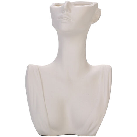 Vase - Ceramique Blanche - Modele Femme - Corps Sculptural - Dimensions: 19cm x 6cm - 500g (1/5)