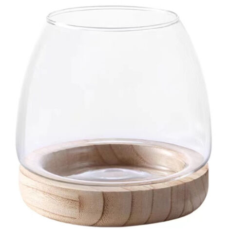 Vase de centre décoratif Multifonction – Vase en verre et bois blanc 4,33 x 7,67 pouces – L'artisanat floral idéal (1/5)