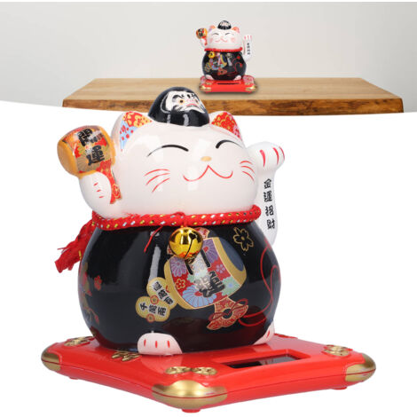 Statue Fortune Cat Ceramique Maneki Neko Sculpture Decor Maison Auto Bureau 14cm Blanc Or 1 Pièce (1/5)
