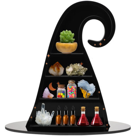 Étagère Cristal Forme Chapeau Sorcière Gothic - Support Décoratif Noir PVC - 38x26cm (1/5)