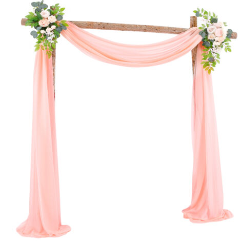 Voile de Mariage pour Arche Cérémonie et Arrière-plan - Draperie Longue 70x550cm - Machine Lavable en Champagne, Beige ou Noir - 1 Pièce (1/5)