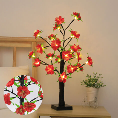 Arbre Lumineux LED décoratif Petit avec Fleurs Fibre Optique LED Lampadaire pour Maison Jardin USB Batterie AAA Blanc Rose Rouge Violet (1/5)