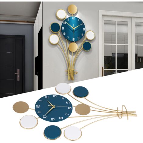 Horloge murale design Horloge murale design en fer et MDF pour salon grande taille 80x51 cm avec mécanisme silencieux (1/5)