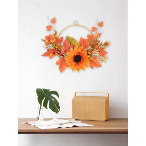 Couronne Décorative Artificielle [Pompes/Silk] Lumineuse pour Porte/Table Fête Thanksgiving/Noël/Halloween - 1 Pièce (1/5)