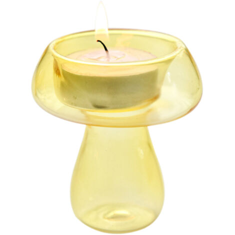 Bougeoir en Verre Borosilicate Mushroom - Bougeoir de Table Décoratif 6.5 x 7cm - 6 Couleurs (50g) - Lot 1 Pièce (1/5)