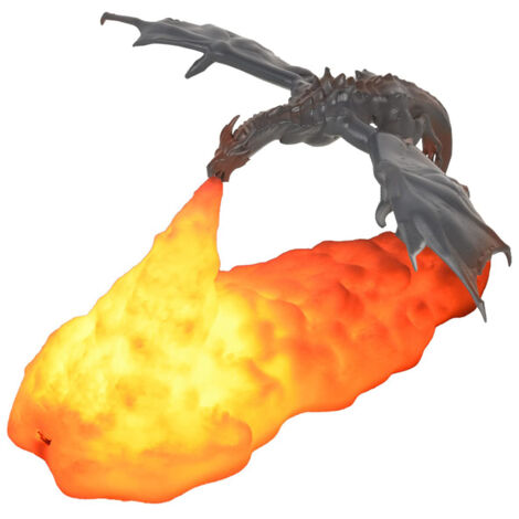 Lampe Dragon Led avec Effet de Flamme 3D Rechargeable - Décoration Ambiance pour Bureau ou Chambre - PLA, 20x10cm, 280g, Couleurs Variées (1/5)