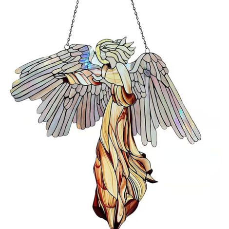 Décoration Murale Angel Acrylique Colorée 30 x 29 cm - Ornement Fenêtre Unique Protecteur Bien-être Famille - 1 Pièce (1/5)