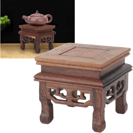 Socle de Présentation Bois Carré Stable Style Vintage Bois Résistant Pour Pot de Fleur Bijou Théière [Socle Bois Vintage] (1/5)