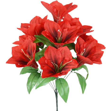 Bouquet artificiel Clivia Fausse Fleur Simulation en Soie avec Fleur de 48cm et Diamètre 15cm, Composition de 10 Têtes Rouge, Blanc, Violet, Rose, Orange, Rose Clair pour Décor Maison Mariage Bureau S (1/5)
