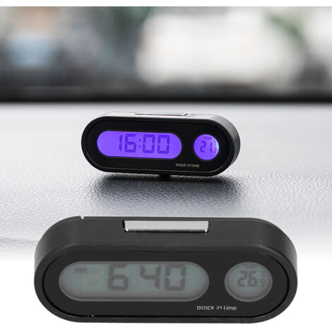 Thermomètre Voiture Digital avec Éclairage LED et Double Affichage pour Dashboard Auto - Chronomètre Électronique Étanche Multi-Fonctions Miniature