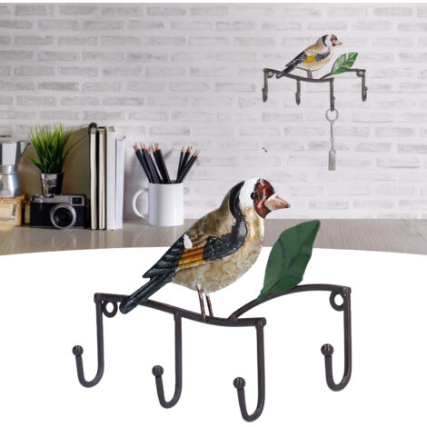 [Porte-manteau mural] Crochet mural en fer à effet vintage forme d'oiseau pour porte, clés, vêtements (chambre, salon, bureau) (1/5)
