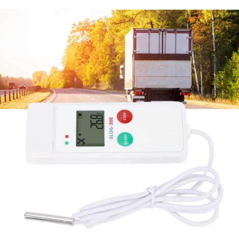 Enregistreur de données de température USB avec écran LCD et PDF, Enregistreur de température avec capacité de 35000, Enregistreur de température USB avec probe externe et alarme pour suivi de la chaî